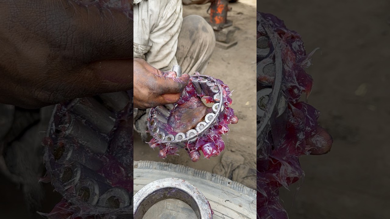 Wheel Bearing Greasing Mind-Blowing Skills #shortsfeed #automobile #skills #bearing #foryouシ