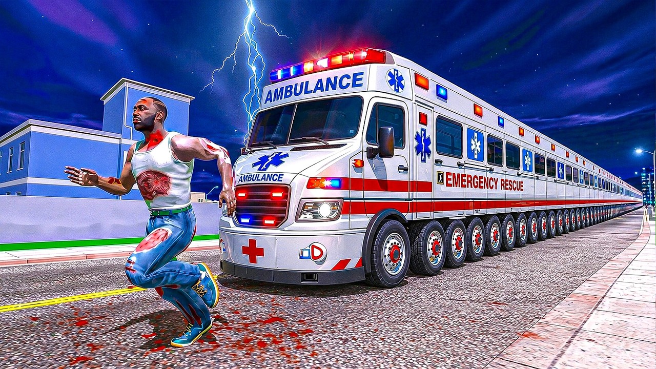 Ambulance Bus Vs Franklin in Indian Bikes Driving 3d