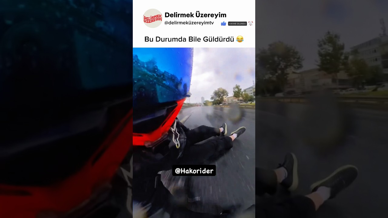 Motor Kazası Yaşayan Adamın Komik Tepkisi😂 #motovlog #kaza #shorts