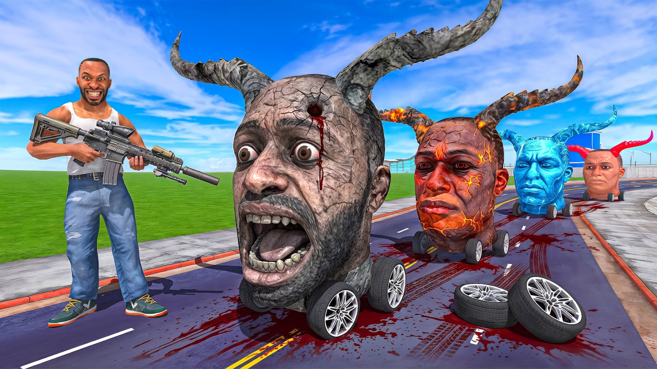 Franklin vs All Devil Head Cars - INDIAN BIKE DRIVING 3D