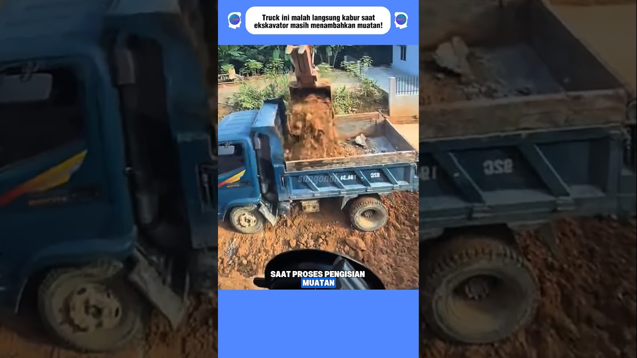 Truck ini malah langsung kabur saat ekskavator masih menambahkan muatan❗️#shorts #automobile