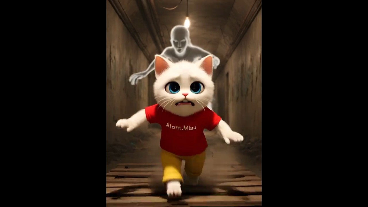 الشبح جرى وراء مياو في النفق المهجور 😱 #ai #cat #cats #shorts #قطط