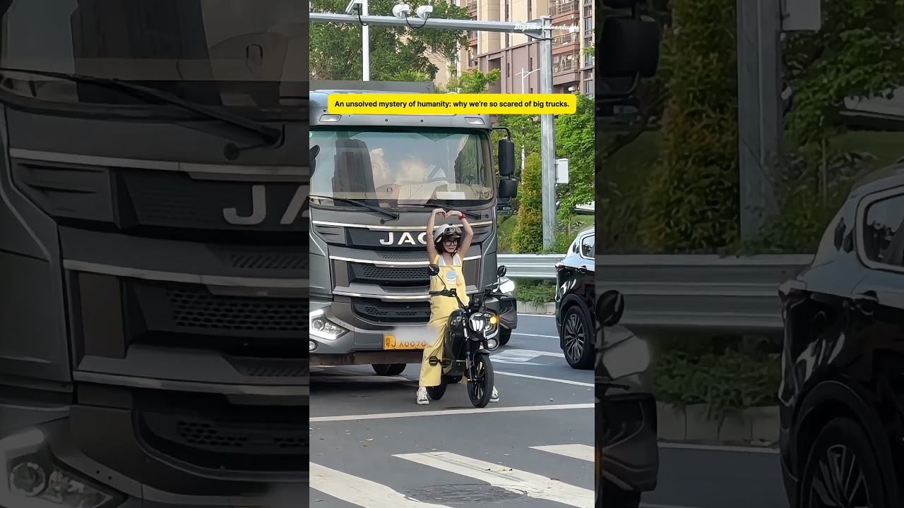 Tiny Rider vs Big Truck: Apology + Heart + Sprint 🫶 #m03 #ebike #cute