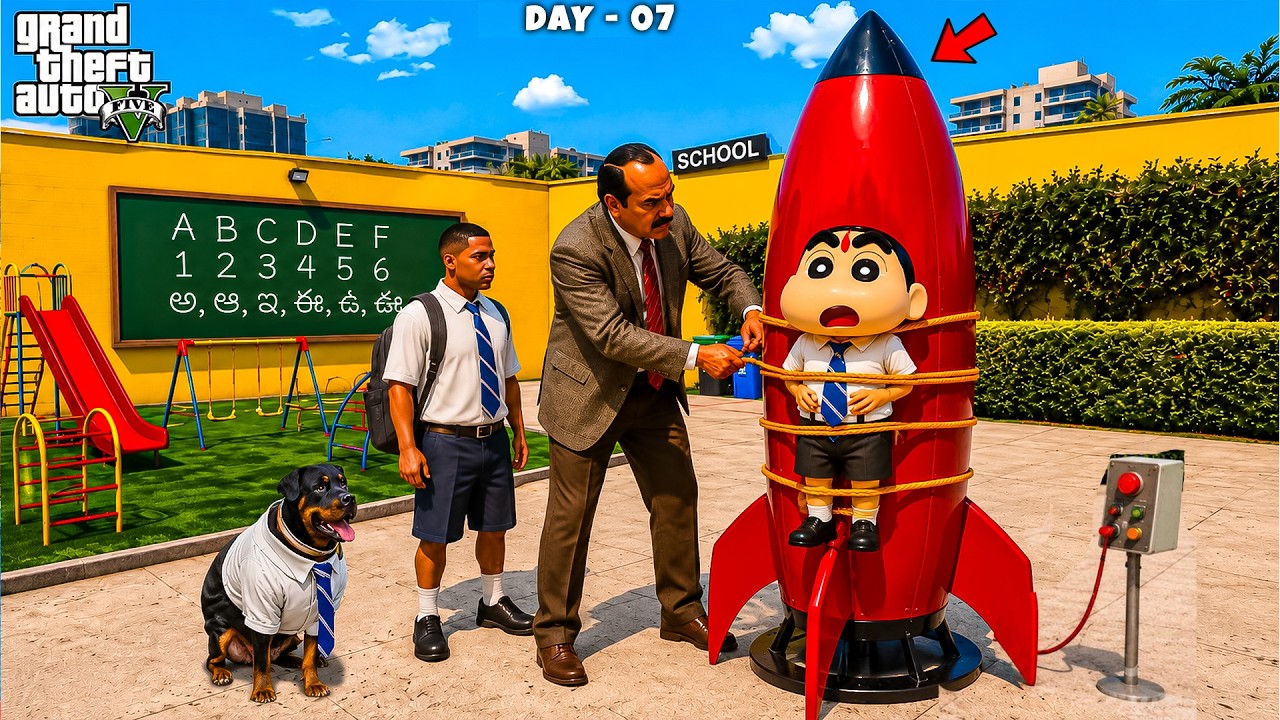 😱 Principal Destroyed Franklin, Shinchan & Chop in GTA 5! 🤯 | GTA 5 Telugu Gameplay