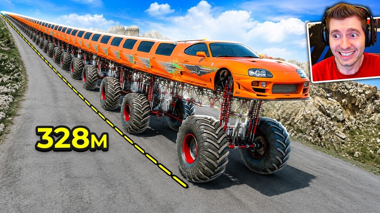 328 METROS DE CARRO em ladeira do BeamNG Drive!