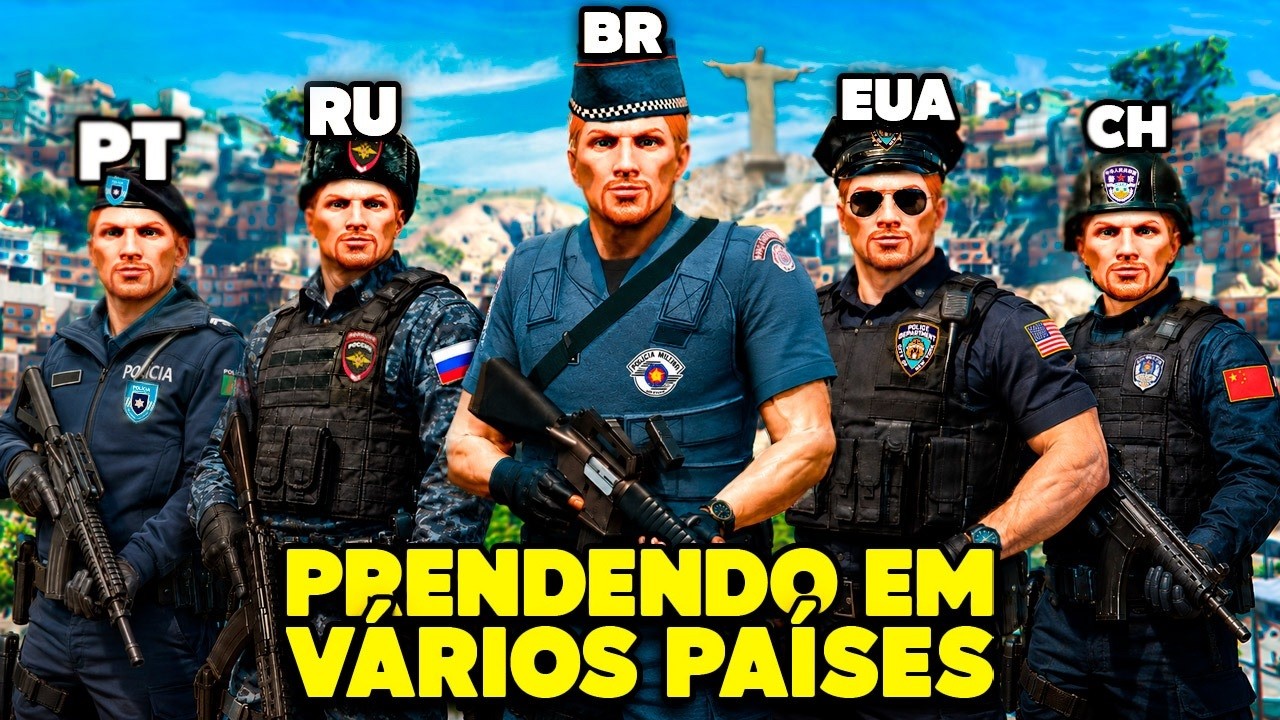 Prendendo BANDIDOS em VARIOS PAÍSES no GTA 5 RP!!