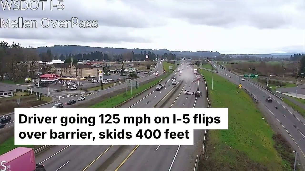 Driver going 125 mph on I-5 flips over highway barrier in Washington and skids 400 feet, police say - Published by The Oregonian