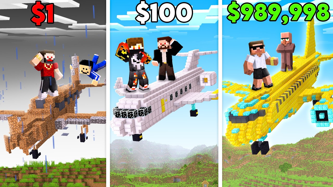 POOR AIRPLANE to MILLIONAIRE AIRPLANE Challenge in Minecraft..