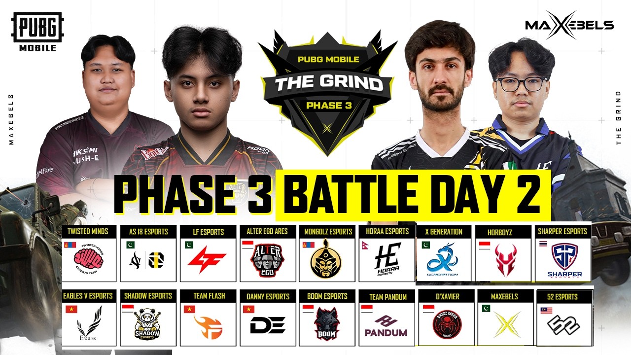 PUBG MOBILE THE GRIND MAXEBELS | PHASE 3 | DAY 2 | FT. #AE #HORAA #FL #ASI8 #BOOM #MAX #TWIS