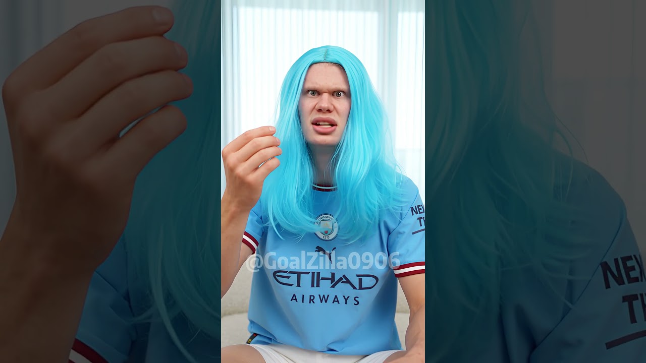 Accidentally Dyed Haaland’s Hair BLUE! 💙😱  #haaland #football #funny  #mbappe 152