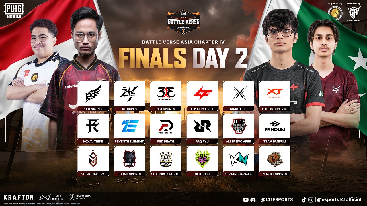 PUBGM BATTLE VERSE ASIA CHAPTER IV - ID vs PK - FT. #4T #AE #LF #RRQ #313 #MAX #BOOM #VOIN #PNDM