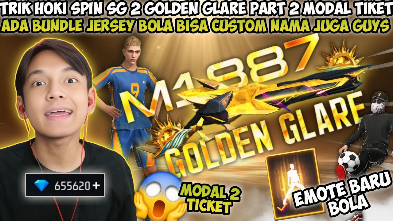 TRIK HOKI SPIN SG 2 GOLDEN GLARE MODAL TIKET! ADA BUNDLE JERSEY BOLA BISA CUSTOM NAMA JUGA GUYS😱