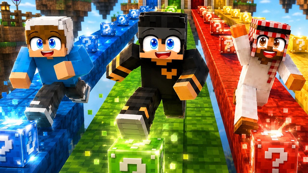 ماين كرافت لكن تحدي سباق بلوكات الحظ مع عليشكو و وجه السطلة !!؟😨😱