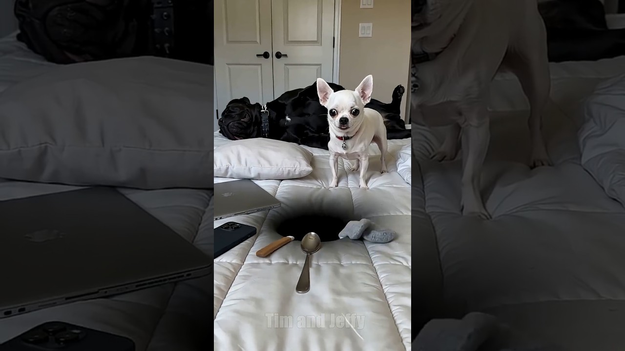 Funny Chihuahua Tries To Hide A Black Hole From His Owner 😂