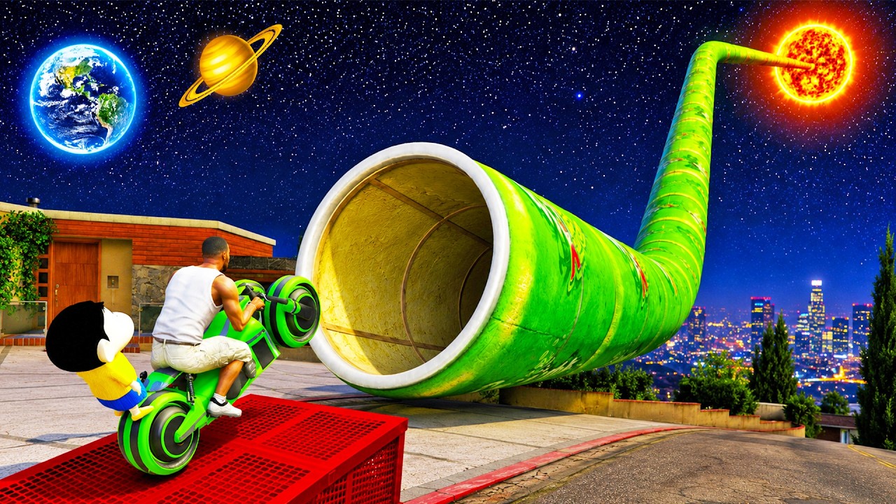 SHINCHAN AND FRANKLIN FOUND A GIANT TUNNEL TO SPACE OUTSIDE HIS HOUSE IN GTA 5