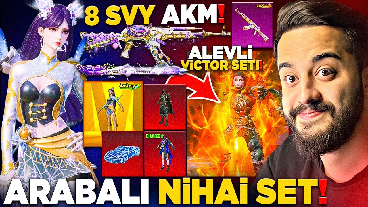 ARABALI NİHAİ SET ve 8 SEVİYE AKM GELDİ! ALEVLİ VİCTOR KOSTÜMÜ! PUBG Mobile