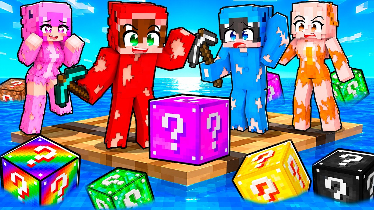Atrapados en una BALSA de LUCKY BLOCKS en Minecraft!