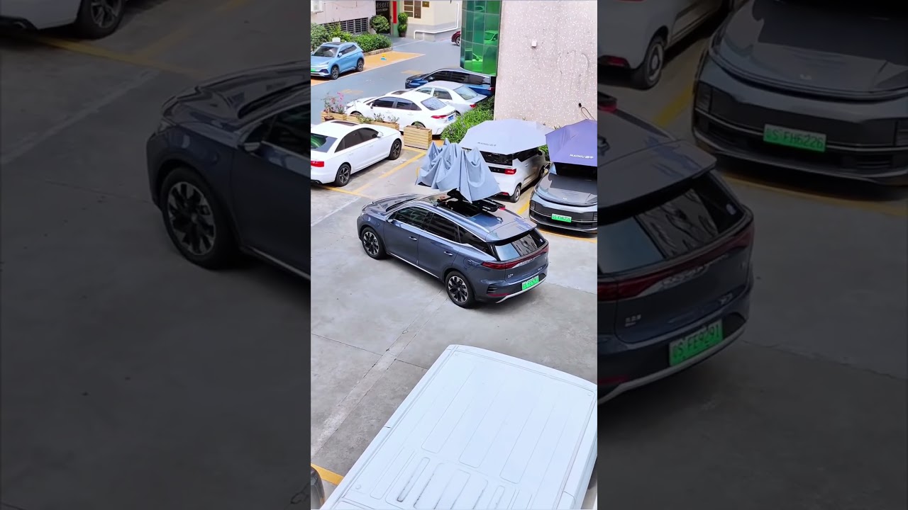 Automatic Folding Car Roof Cover Umbrella Tent 📌 Basically a giant umbrella for your entire car.