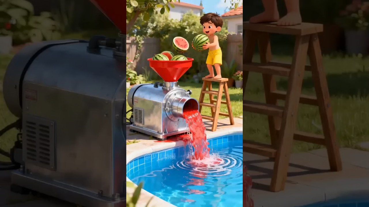 Buat Jus Semangka Di Kolam Renang! #shorts #animasi #kartun