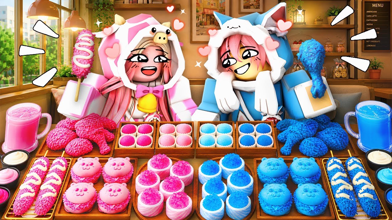 ASMR MUKBANG MAKANAN PINK VS BIRU