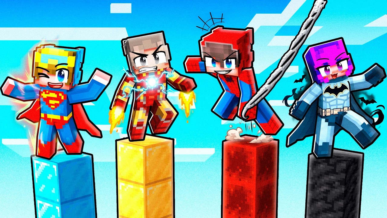 NOOB vs PRO: Superhero Tower Battle! (Minecraft)