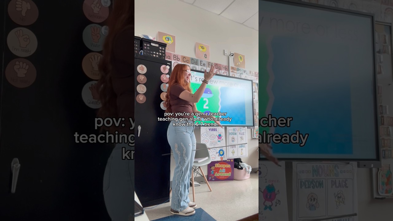 when your kindergarteners teach you the 6-7 trend 🤏🏼🤪 #kindergarten #teacherlife #teacher #67 - Published by Sara James