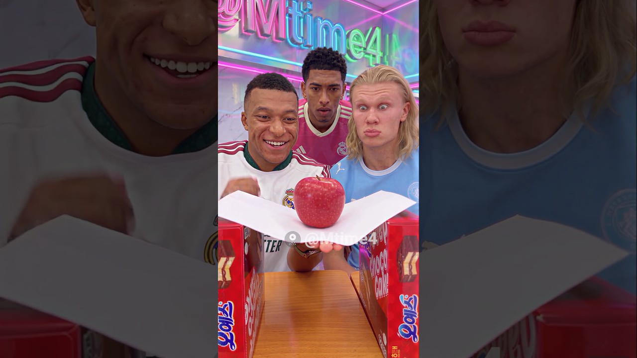 Haaland’s Apple Challenge Had Mbappé Stuck 😵‍💫🍎 #parody #football #haaland