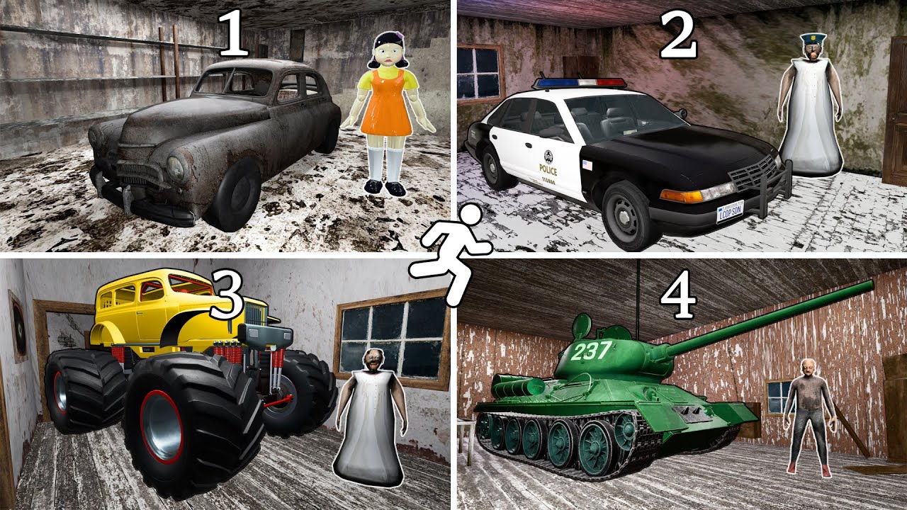 Granny 1 2 3 4: Escape With All Vehicles !! Secret EXIT Granny - Gameplay Animation (Mix 48)