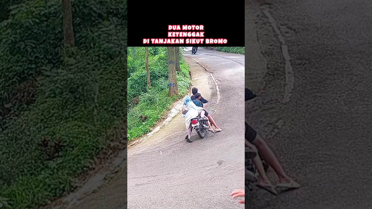 DUA MOTOR KETENGGAK DI #tanjakan SIKUT ARAH #bromo VIA #nongkojajar