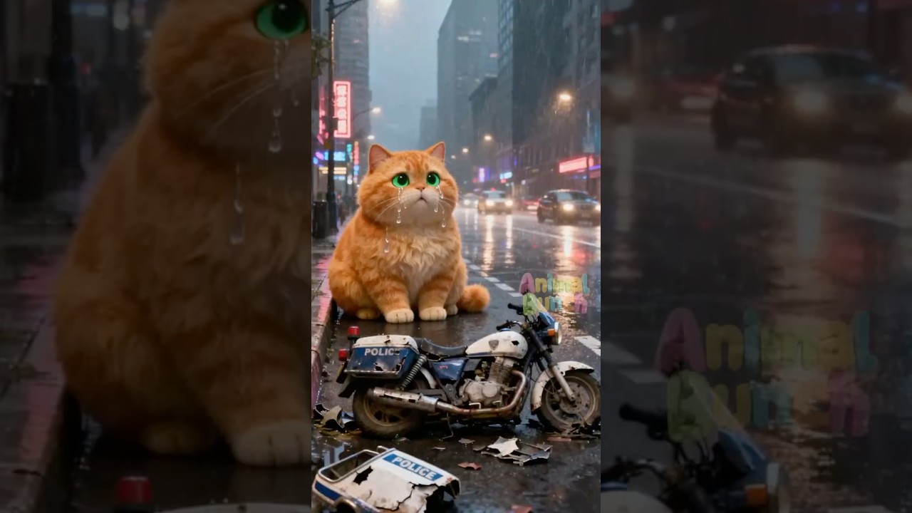 Cat's Police Sidecar BROKE! 🏍️💥 Real Motor Officer Shows Up! 👮❤️✨#shorts #funny #animals #comedy