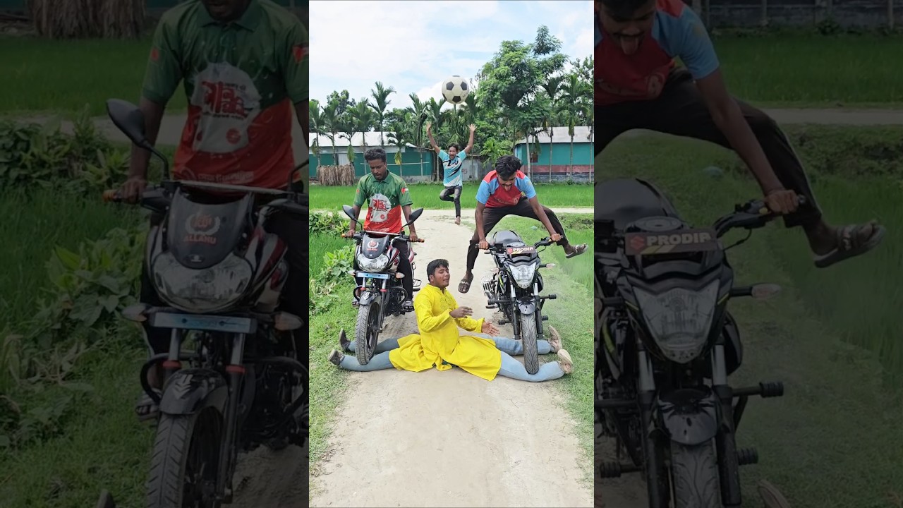 The boys drove the motorcycle over the legs.2585#automobile