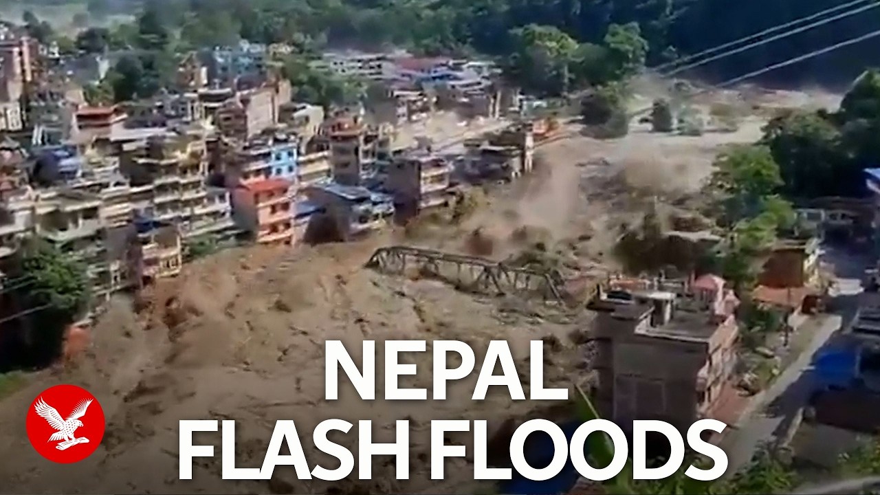 Nepal bridge swept away in seconds in devastating flash floods