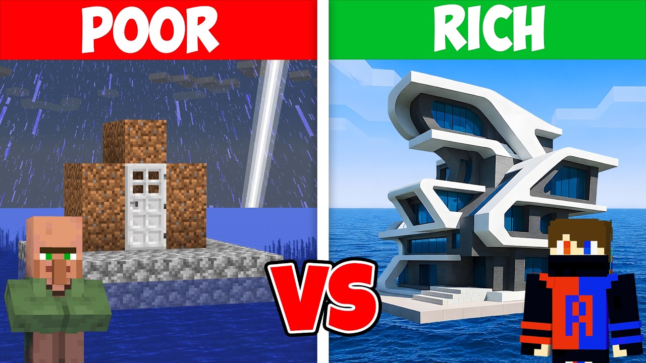 POOR vs RICH: Water House Survival Battle in Minecraft