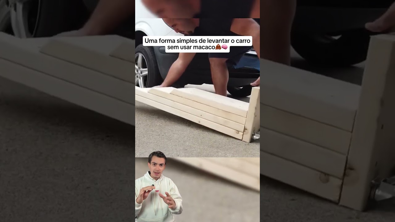 Rampa de madeira levanta carro só de subir e facilita manutenção rápida #dicas #carros