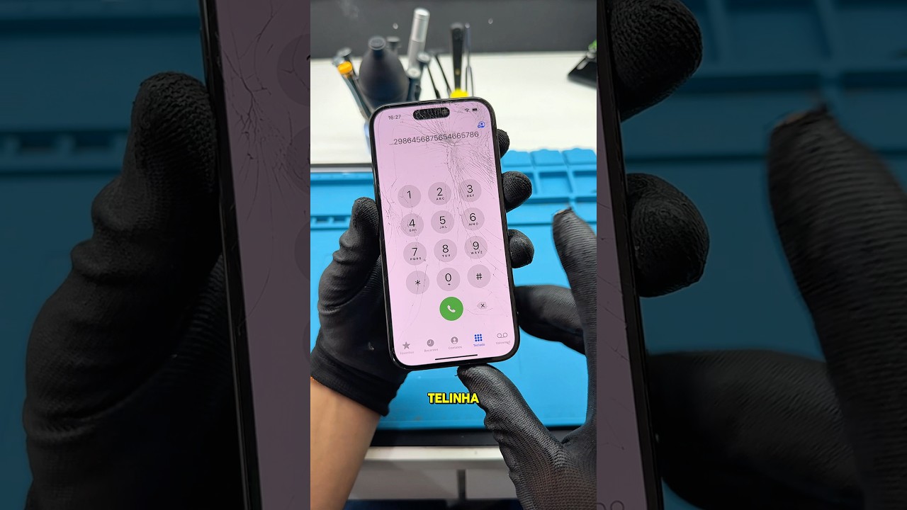 Processo de recuperação da tela original de uma iPhone 16 ou será Aifone 16 com vrido quebrado 🤣