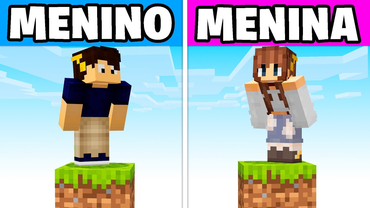 MENINOS vs MENINAS em APENAS 1 BLOCO no MINECRAFT!