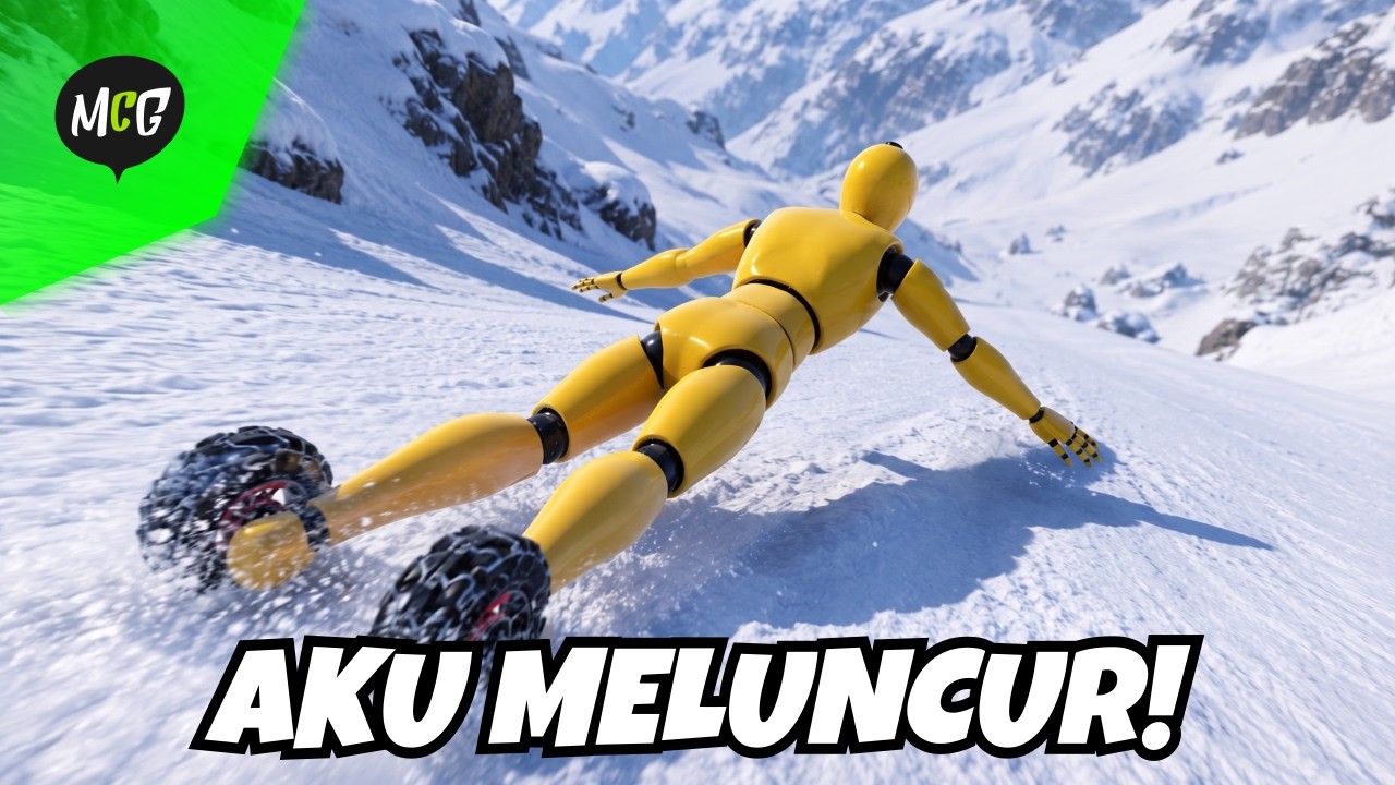 Ragdoll Meluncur Tanpa Rem di Salju!