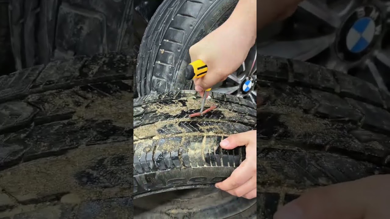 🚗 Puncture? Plugged. Done.No tools. No garage. No waiting.Self-sealing rubber nail plugs🔧#TireRepair