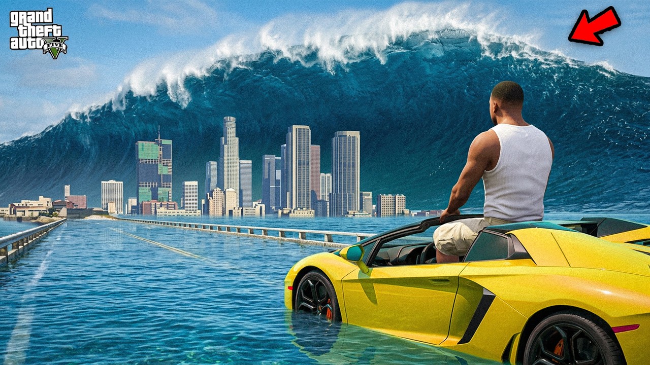 Franklin Escaped Rising Tsunami In Los Santos In GTA 5 ! (GTA 5 Mods)
