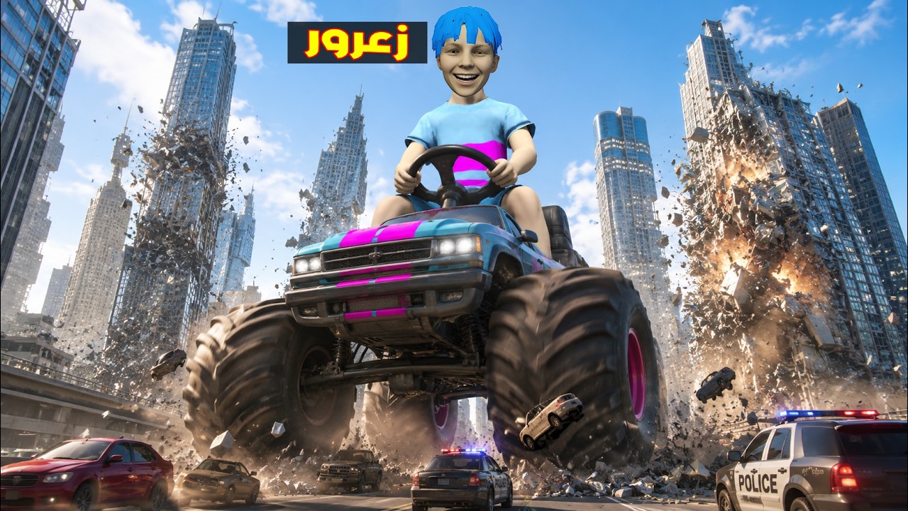 فلم قراند : سيارة زعرور العملاقة الجديدة تدمر المدينة و جميع البشر يهربون ( كركور خائف ) 🔥😂