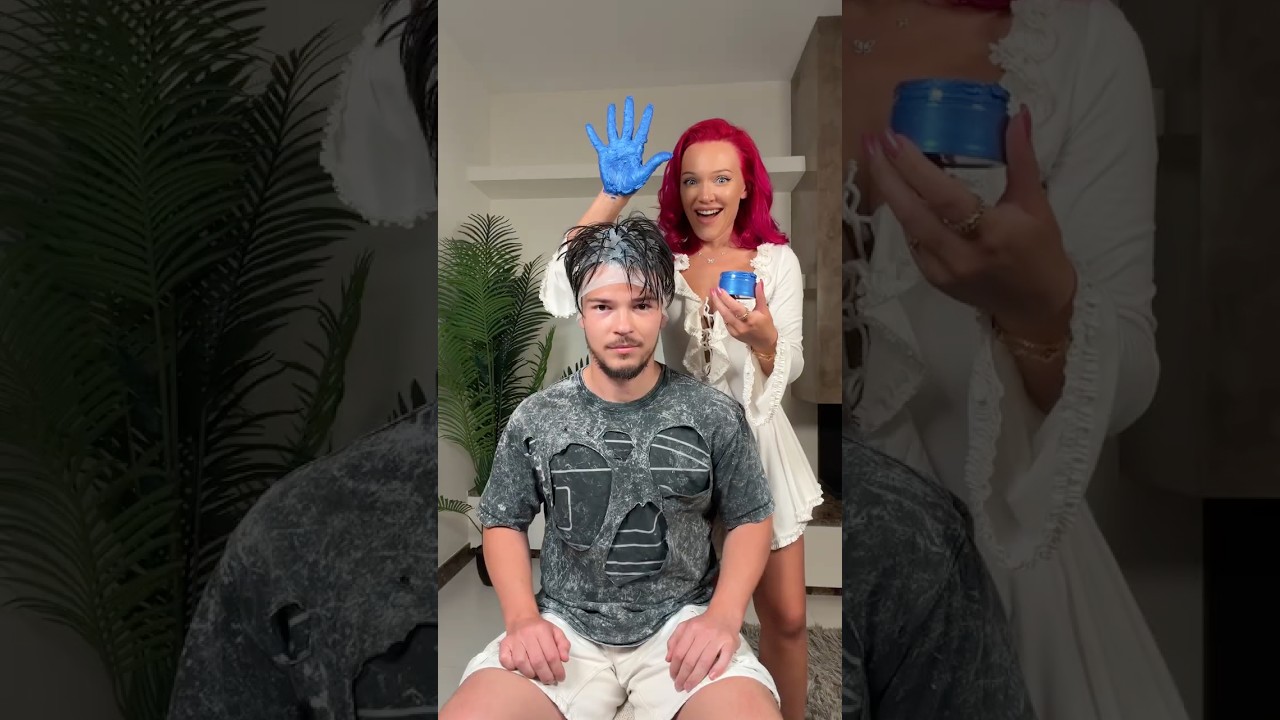 Dyeing My Boyfriend’s Hair😳 He’s in Shock…