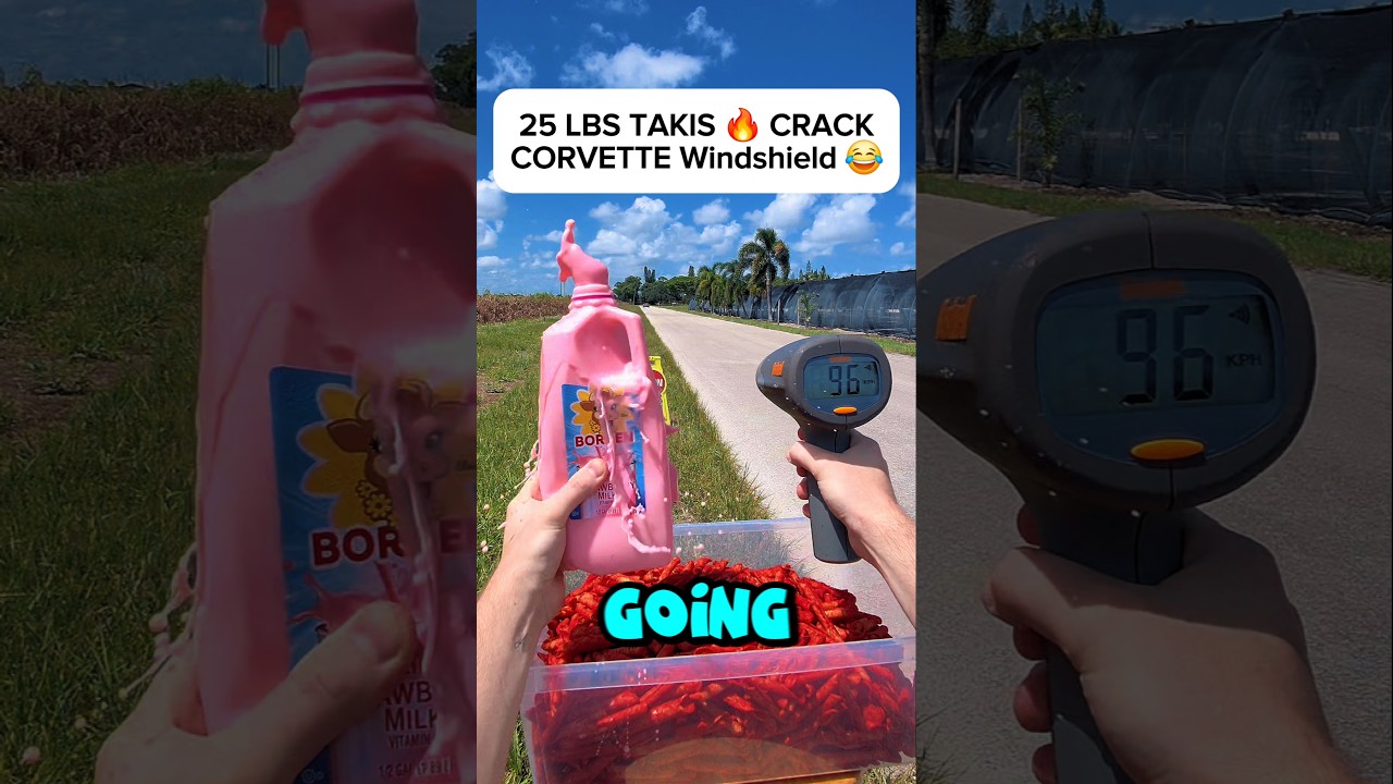 Throwing TAKIS 🔥 at SPEEDING CORVETTE in a School Zone 🤬😂
