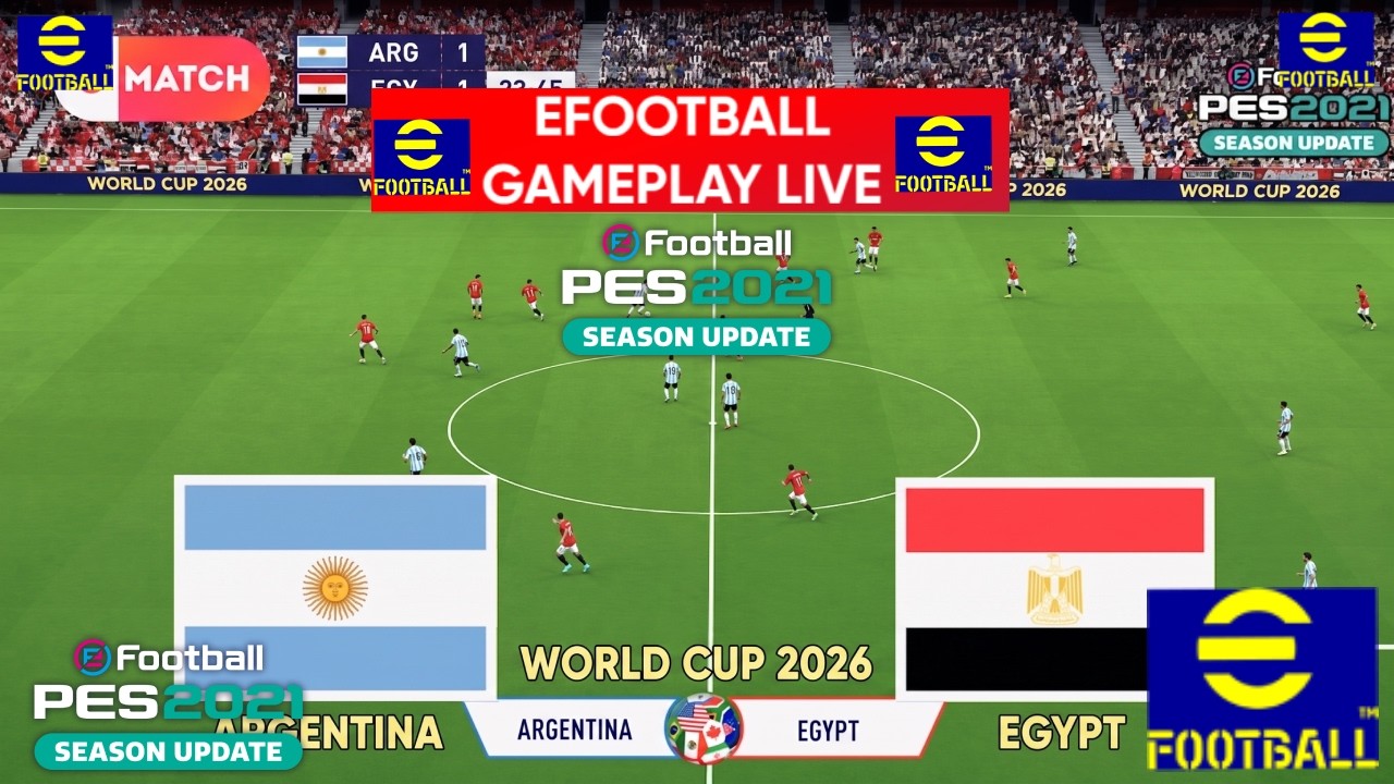 eFootball Pes 2021 - Argentina vs Egypt I Full Match Simulation I Football Video Game I