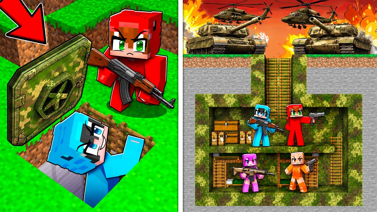 Hicimos un BÚNKER Militar para Sobrevivir a la Guerra en Minecraft