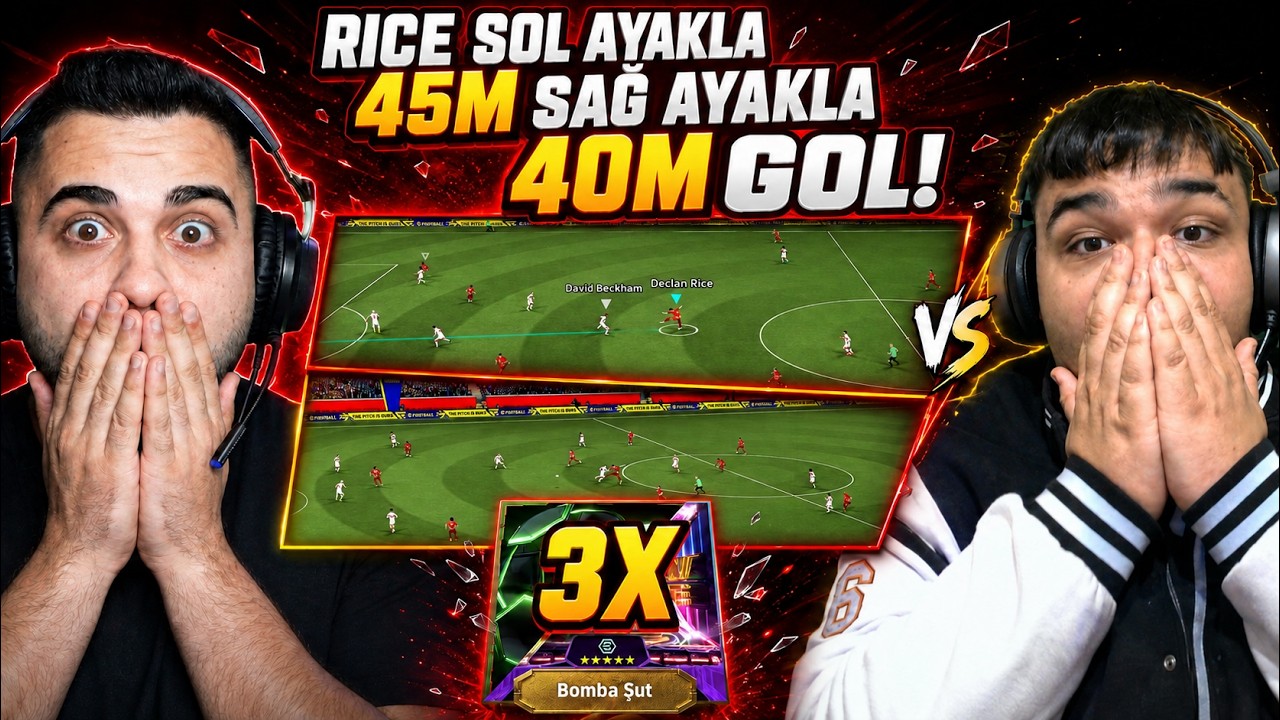 3 BOMBACI SİLME Cezalı Ceza Sahası Challenge! Rice Sol Ayakla 45M Sağ Ayakla 40M GOL! 🔥😱