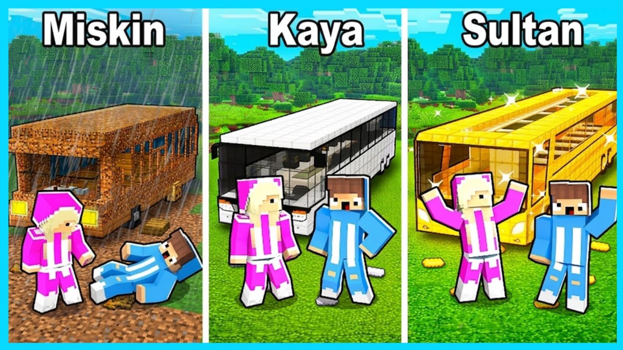 MIPAN & ZUZUZU NAIK BIS MISKIN VS BIS SULTAN KAYA RAYA DI MINECRAFT SURVIVAL!
