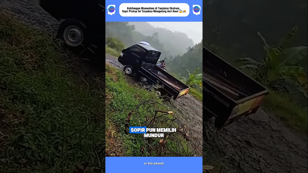 Kehilangan Momentum di Tanjakan Ekstrem, Sopir Pickup Ini Terpaksa Mengulang dari Awal 😱🚚