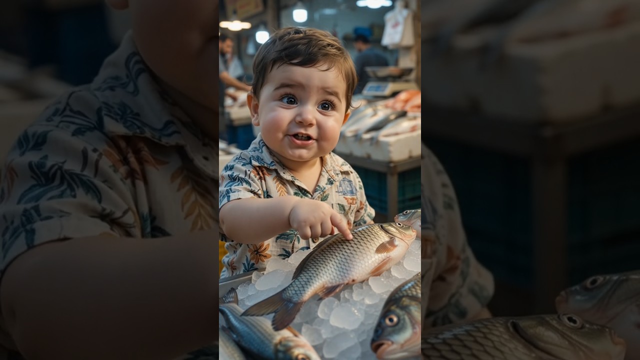 الطفل الصغير يسأل عن السمچة… والجواب يفاجئ البائع! 😂🐠 #babyshorts #10millionview #funny #iraq