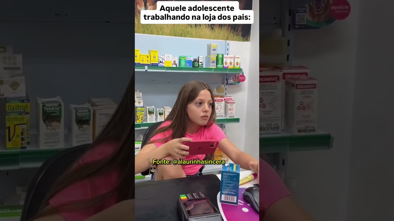 ESSA MENINA POSTOU UM VIDEO MOSTRANDO COMO É QUANDO O ADOLESCENTE PRECISA FICAR NA LOJA DOS PAIS 😅