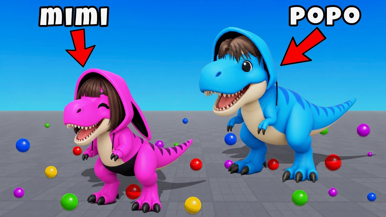 Popo Dan Mimi Kejar Kak Yuta Dan Kak Mio Saat Jadi Dinosaurus T-REX || ROBLOX